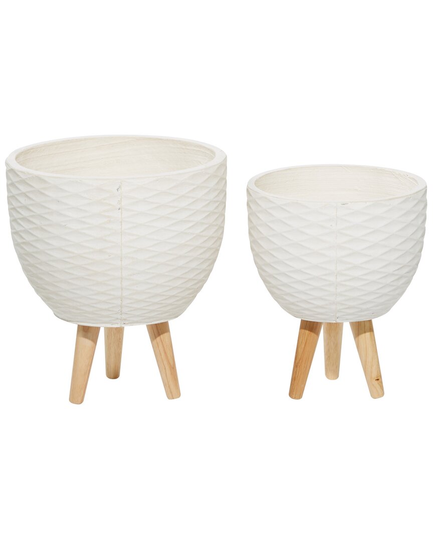 Peyton Lane Set Of 2 Polystone Contemporary Planters In White