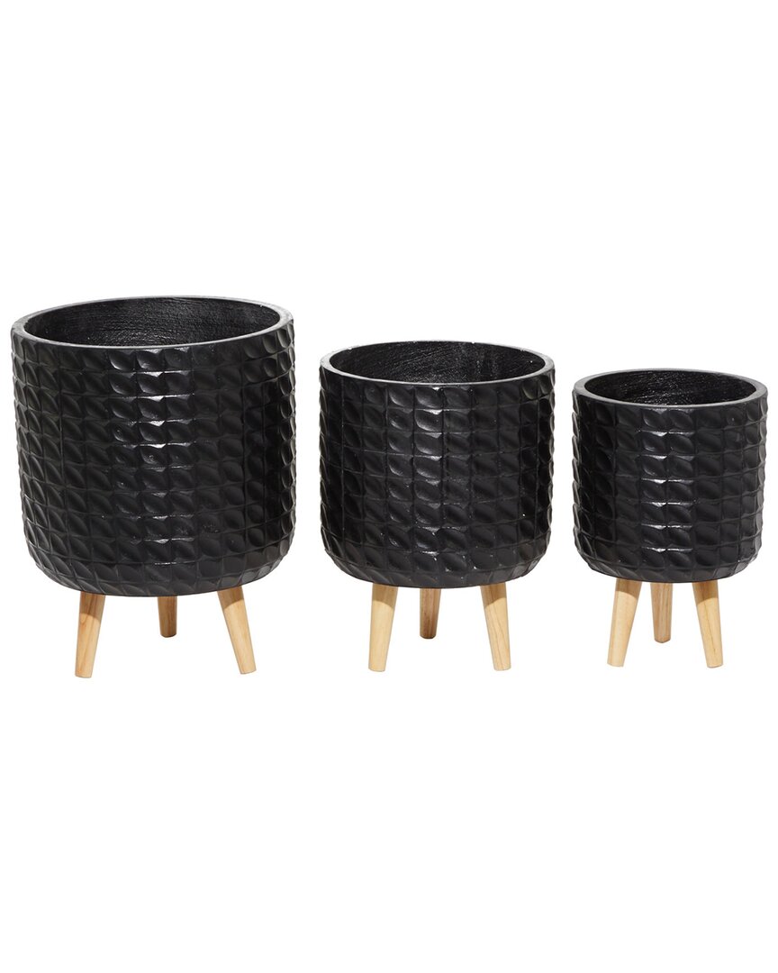 Shop Cosmoliving By Cosmopolitan Set Of 3 Wood Planter In Black