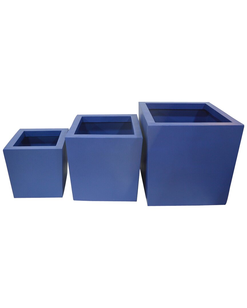 Peyton Lane Modern Large Metal Planter In Blue