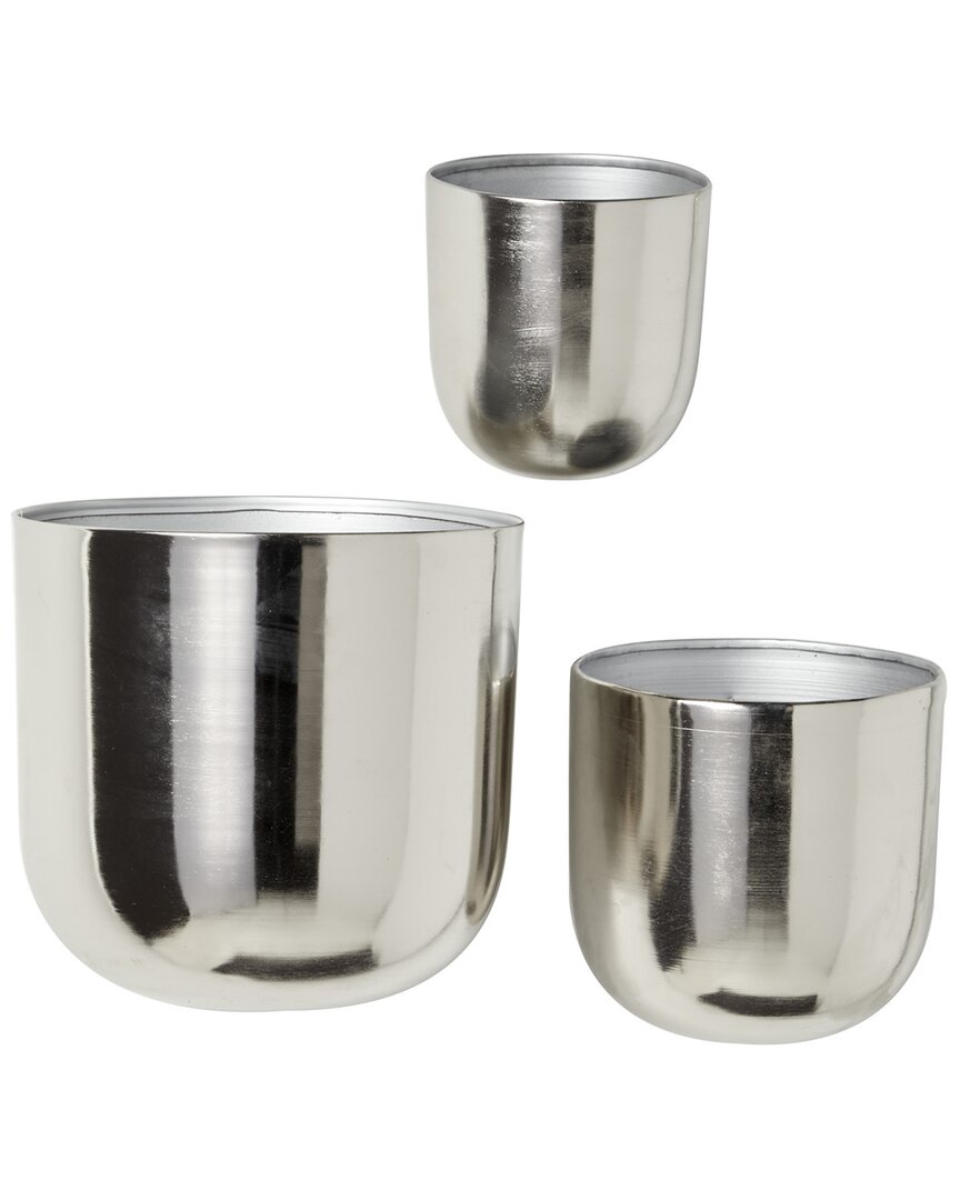 Peyton Lane Set Of 3 Silver Metal Contemporary Planters