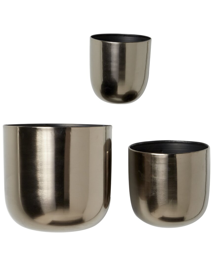 Peyton Lane Set Of 3 Metal Contemporary Planters In Black