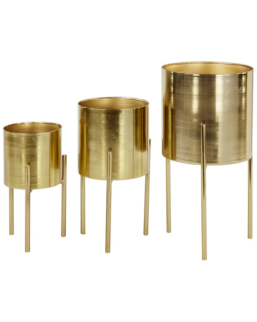 Peyton Lane Set Of 3 Gold Metal Contemporary Planters