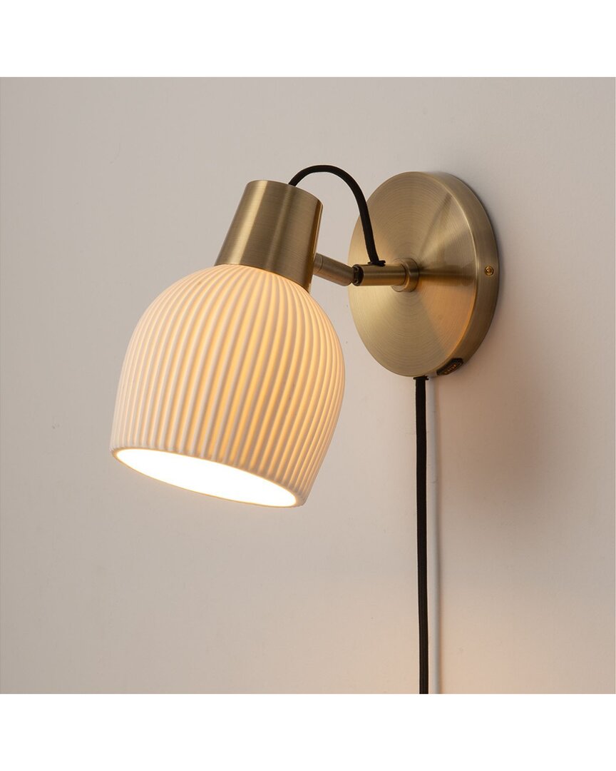 Nova Of California Petaluma Bone Porcelain Wall Sconce With Dimmer Switch In Neutral