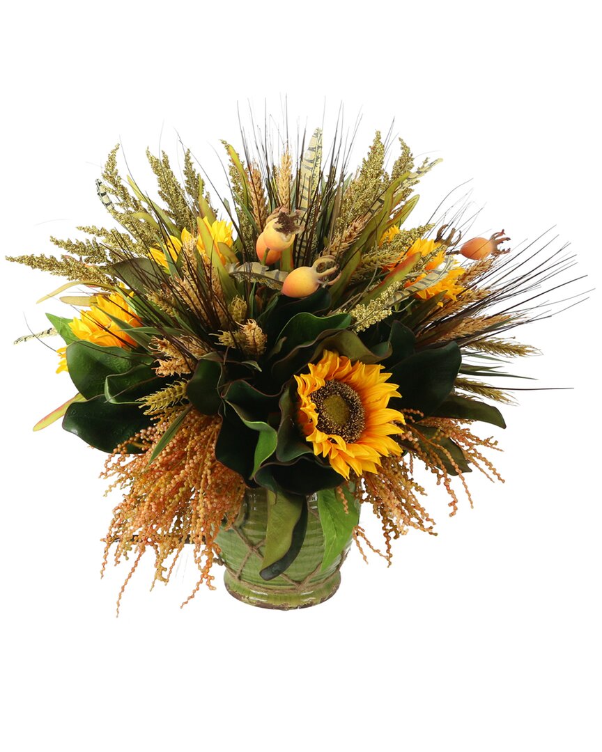 Creative Displays Discontinued Dnu  Yellow Sunflowers & Wheat Floral Arrangement