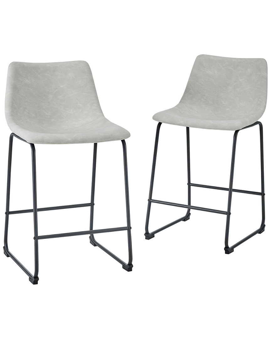 Hewson Set Of 2 Faux Leather Counter Stool