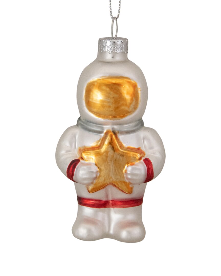 Northern Lights Dnu Unprofitable Northlight 3.5in White And Gold Glass Astronaut Christmas Ornament In White