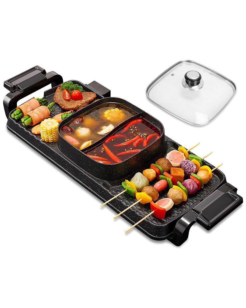 Fresh Fab Finds 2-in-1 Electric Hot Pot & Grill In Black