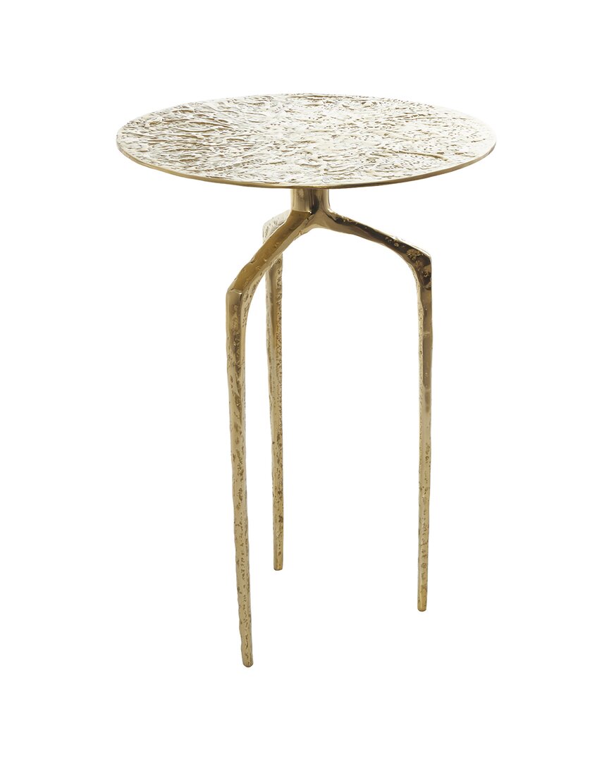 Peyton Lane Geometric Slim Textured Accent Table In Gold