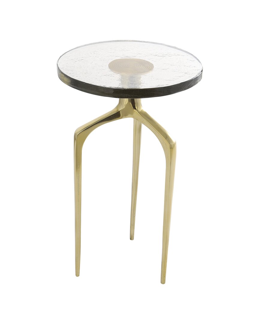 Shop Peyton Lane Accent Table With Textured Glass Tabletop In Gold