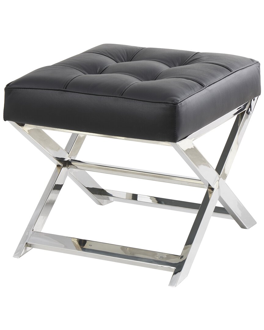 Peyton Lane Leather Stool With Stainless Steel Supports In Black