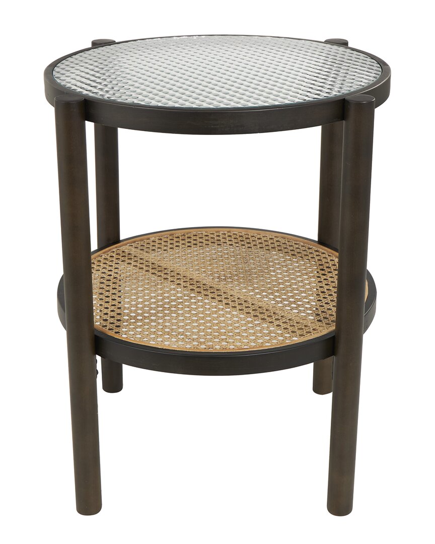 Shop Peyton Lane Rattan Accent Table With Pressed Tempered Glass Top In Brown