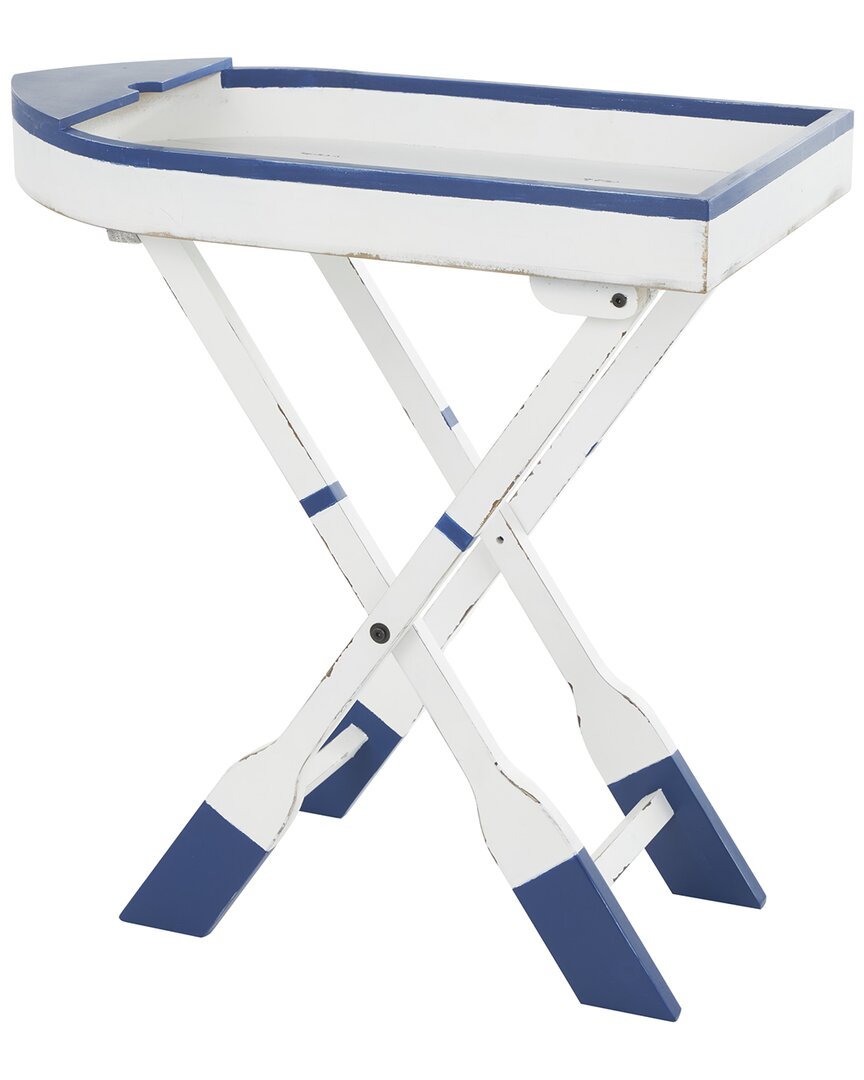Shop Peyton Lane Boat Distressed Foldable Tray Top Accent Table With Oar Legs In White