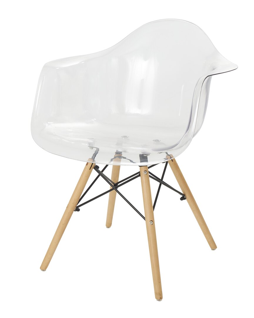 Peyton Lane Mid Century Modern Acrylic Eiffel Style Accent Chair With Wooden Legs In Clear