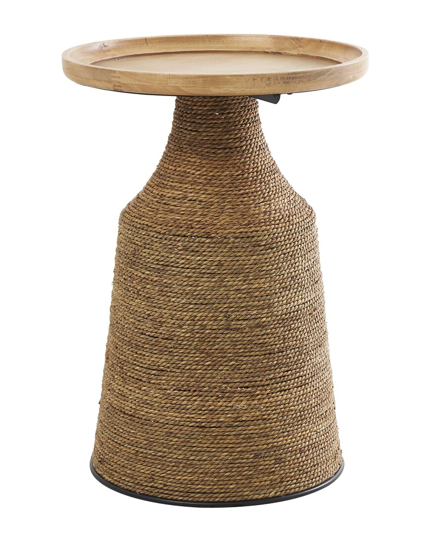 Peyton Lane Handmade Wrapped Accent Table With Wooden Tabletop In Brown