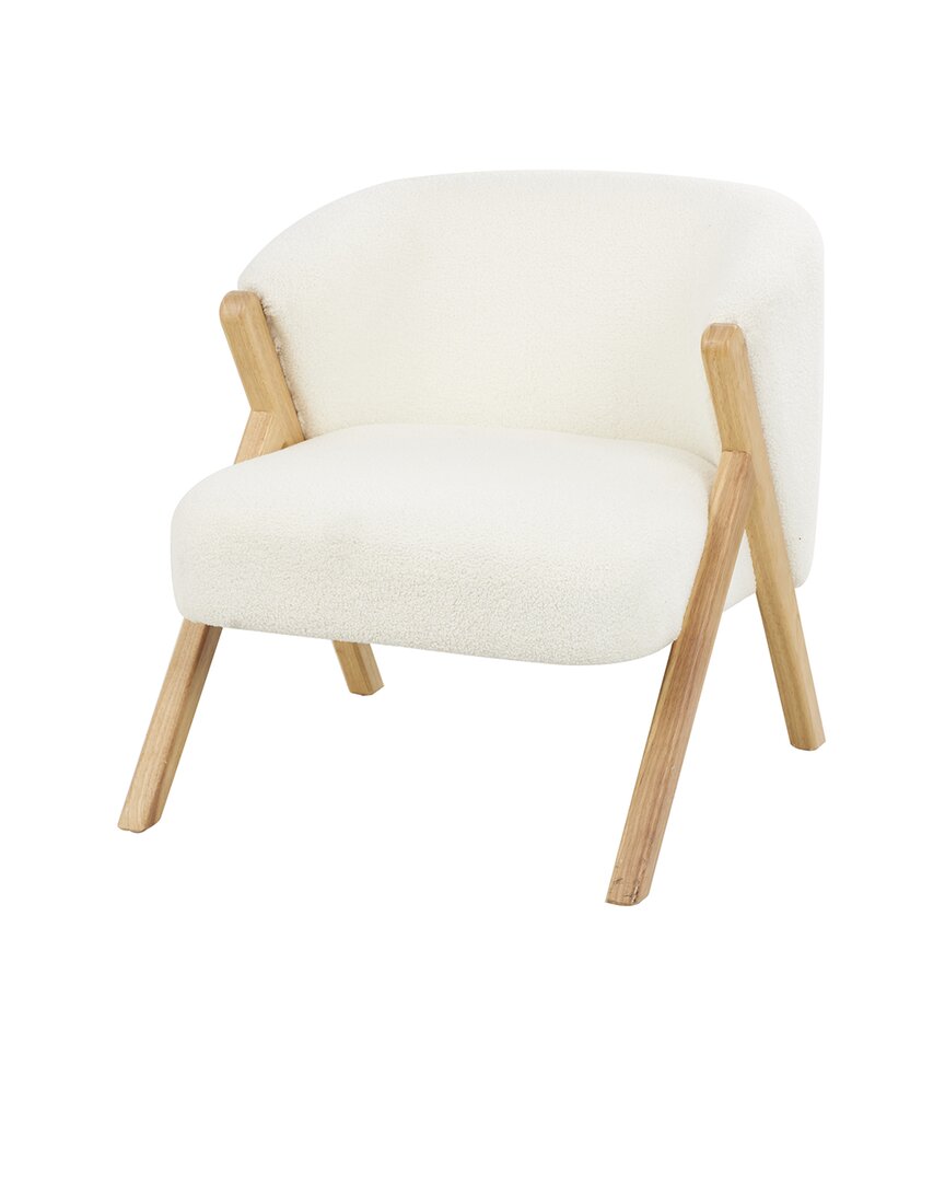 Peyton Lane Rounded Boucle Accent Chair With Angled Wooden Legs