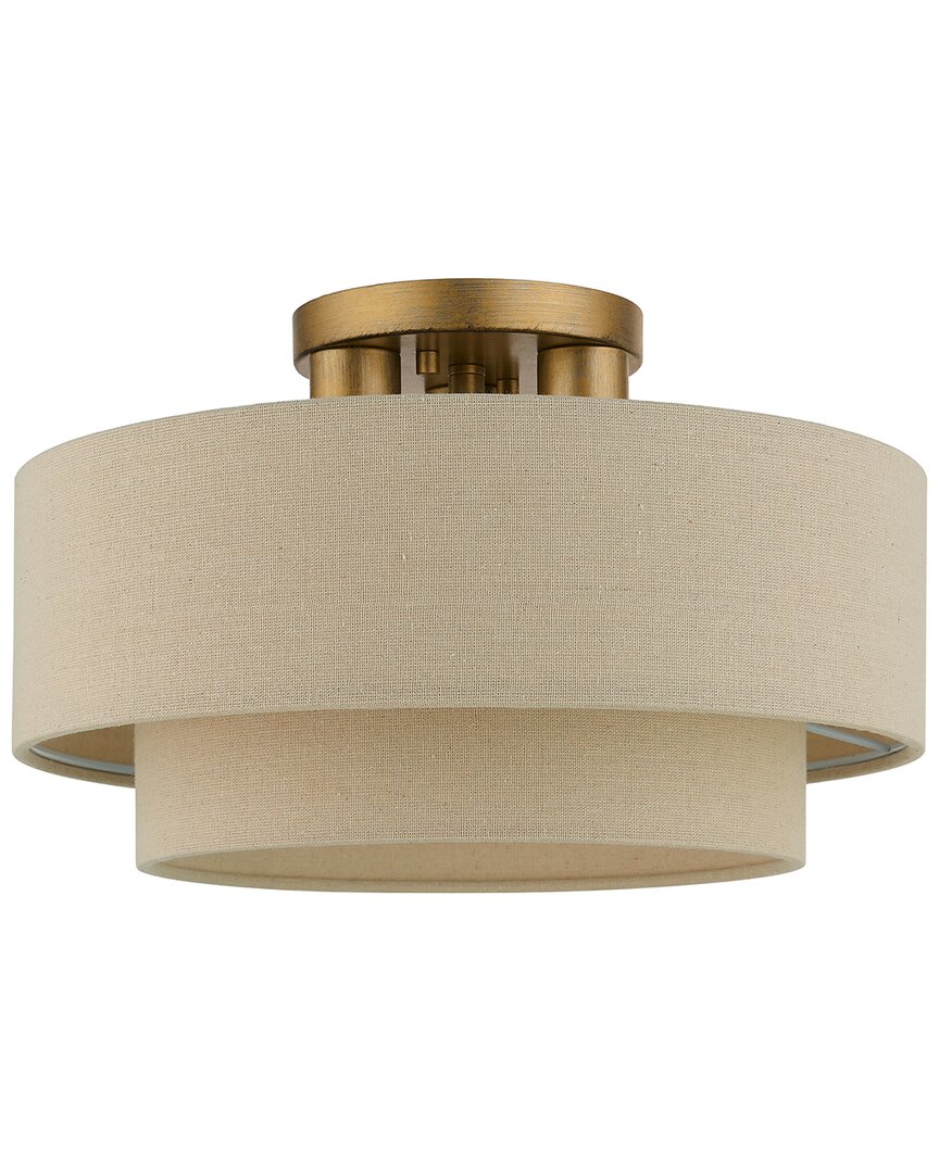 Livex Lighting 3 Light Antique Gold Leaf Large Semi-flush In Gold