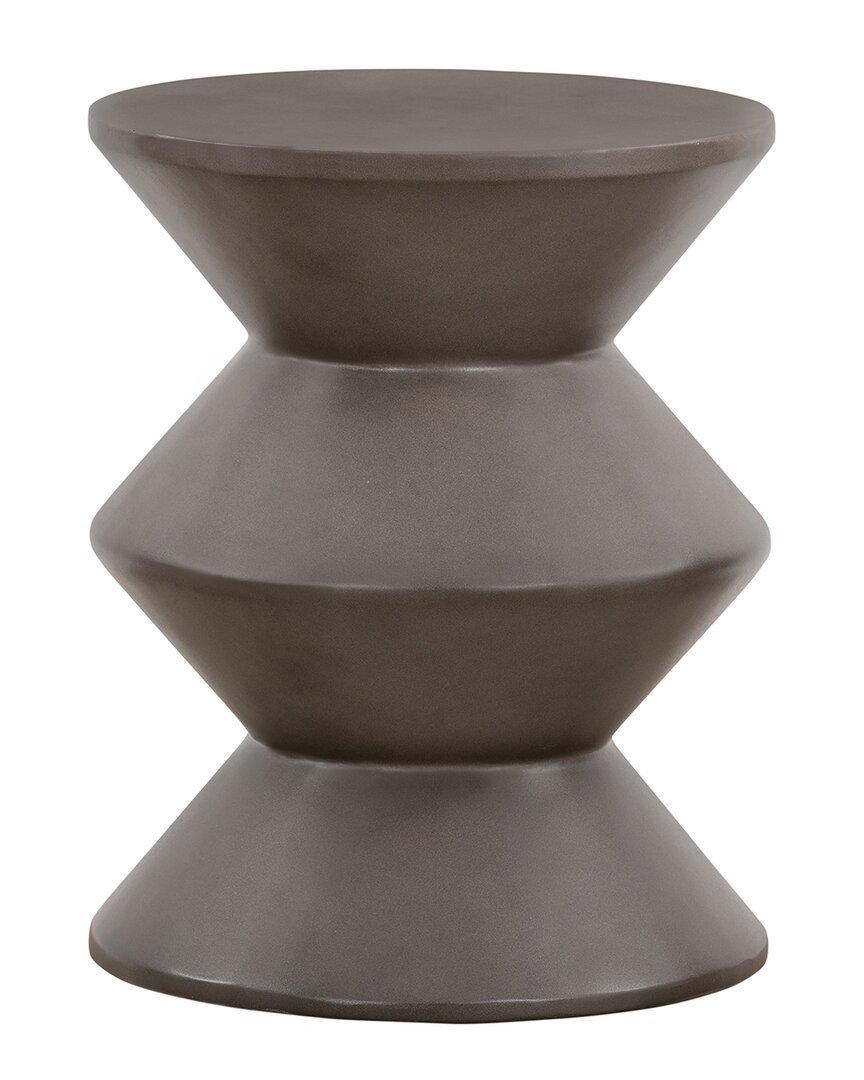 Armen Living Lizzie Concrete Indoor Outdoor Accent Stool End Table In Gray