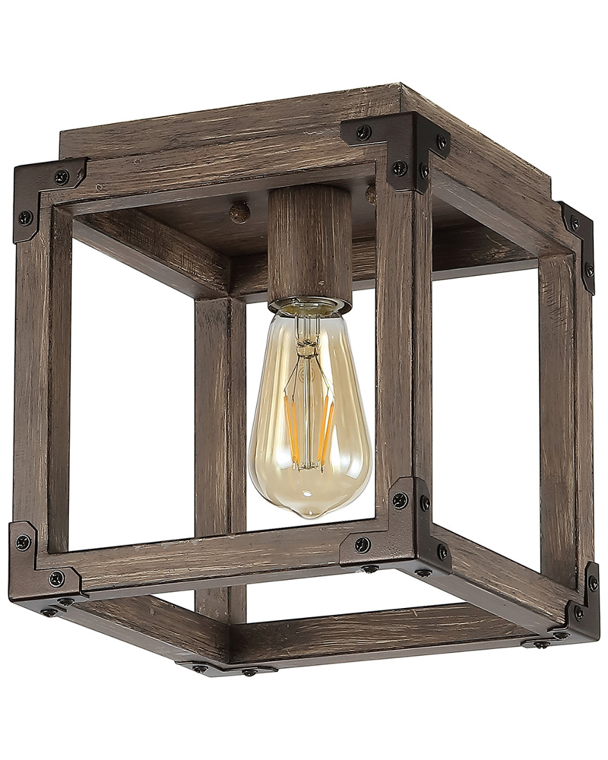 Jonathan Y Magnolia 8in Iron Rustic Farmhouse Led Flush Mount In Metallic