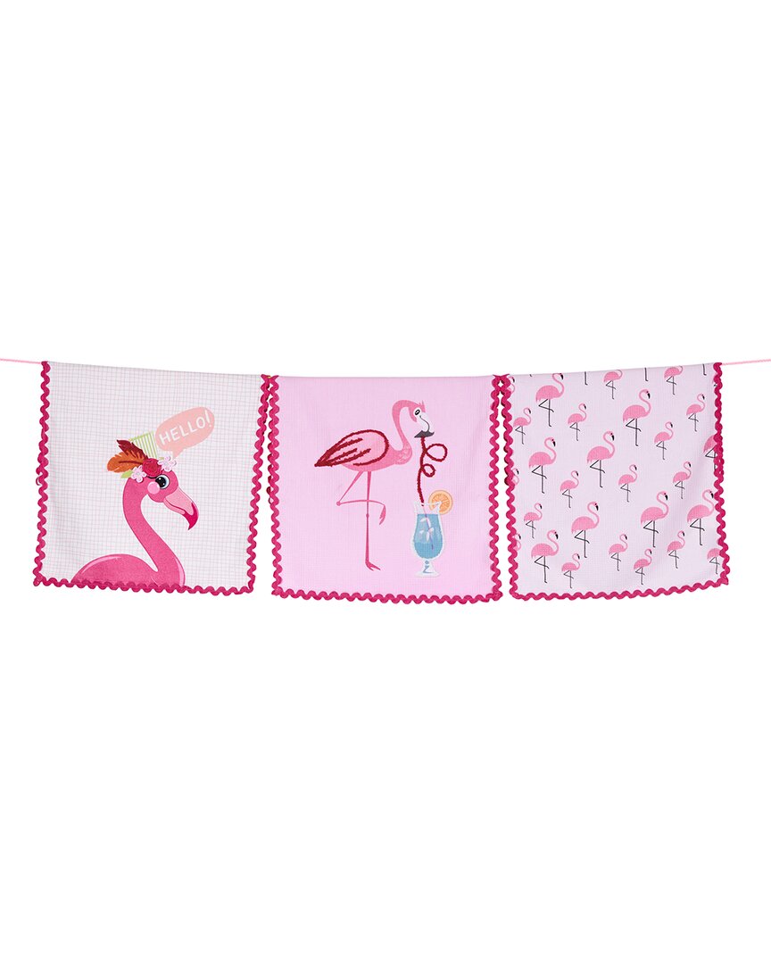 Tiramisu Set Of 3 The Flamingo Fun Artisan Kitchen Tea Towel Set In Pink