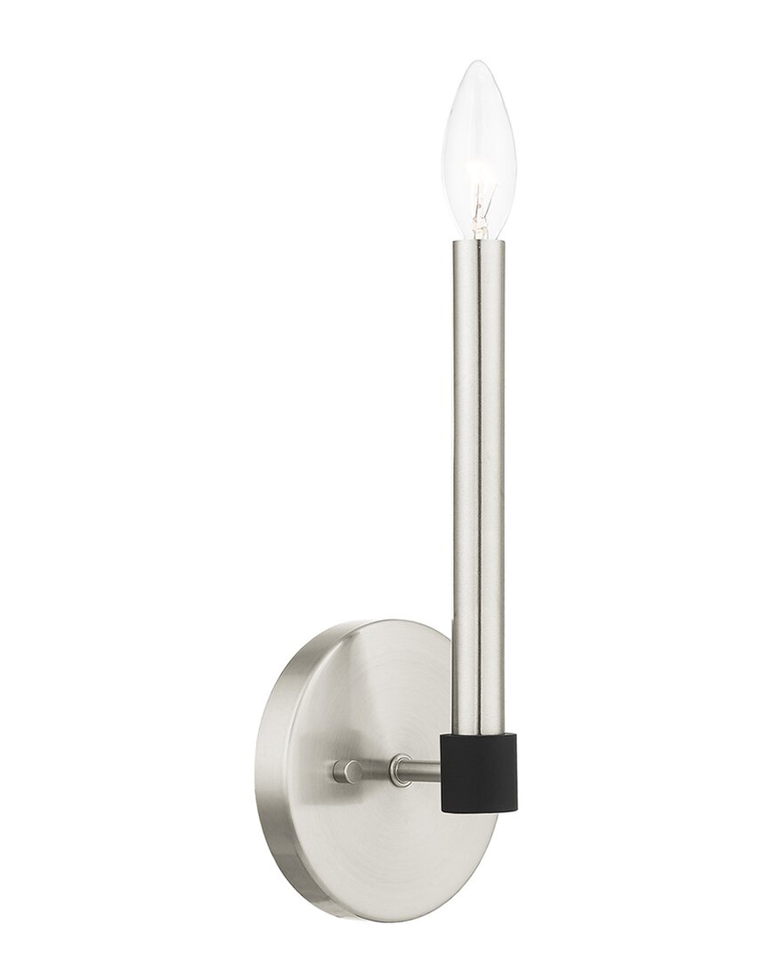 Livex Lighting 1-light Brushed Nickel With Satin Brass Accents Sconce In Metallic