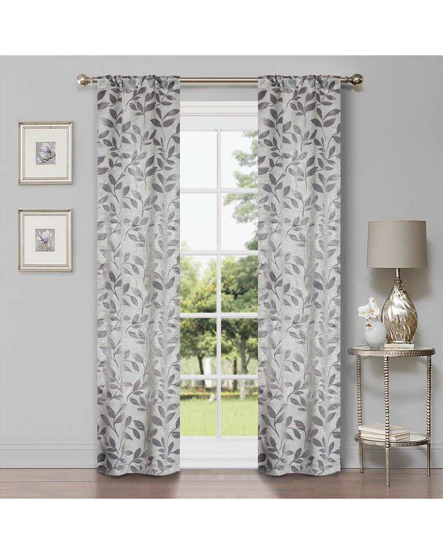 Superior 26x84 Leaves Modern Bohemian Blackout 2pc Curtain Panel Set In Grey
