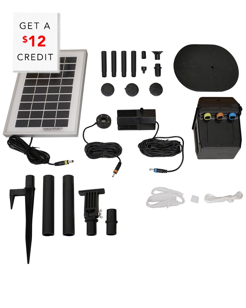 Sunnydaze Solar Pump And Panel Kit With Battery Pack And Led With $12 Credit In Black