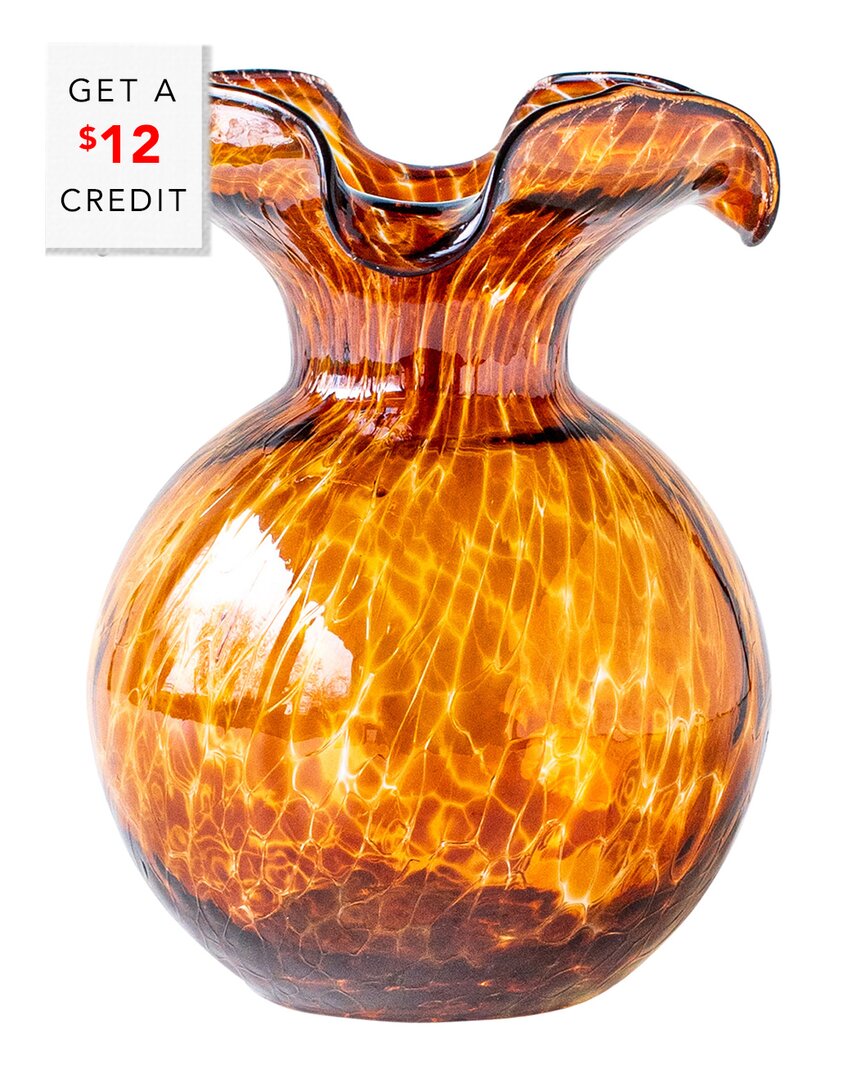 Vietri Hibiscus Glass Tortoiseshell Small Fluted Vase