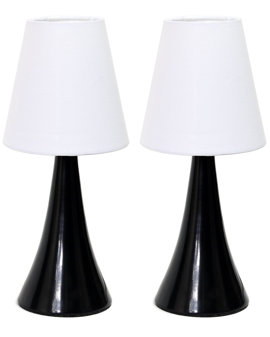 Lalia Home Laila Home Valencia Colors 2pk Mini Touch Table Lamp Set With Fabric Shades In Black