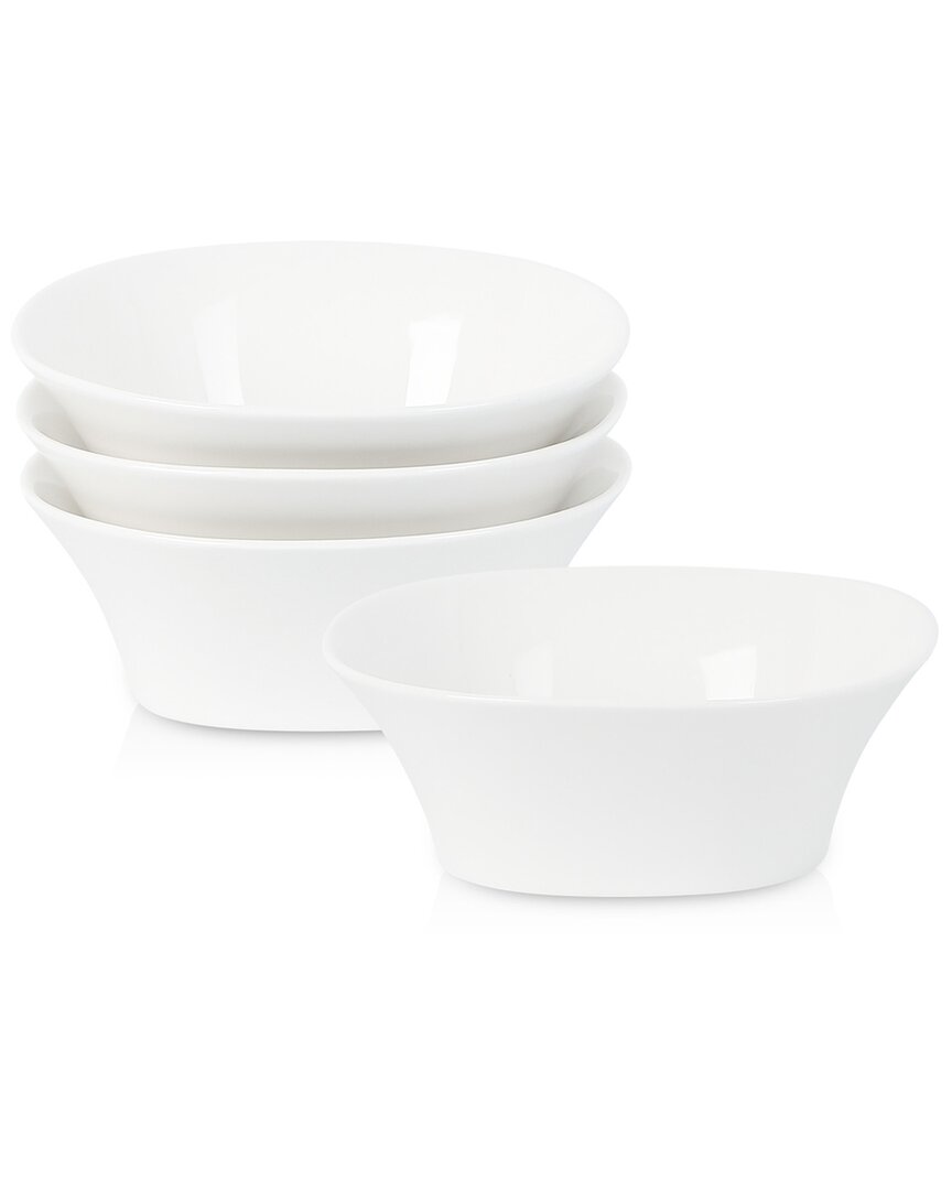 Stone Lain Quadro Porcelain 4-piece Bowl Set In White