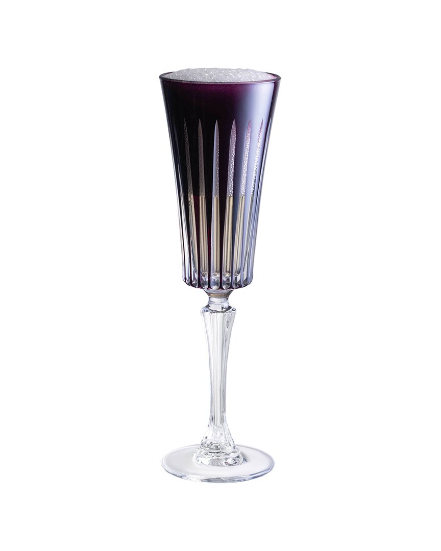 Barski Set Of 6 Colored Champagne Flutes Glasses In Purple