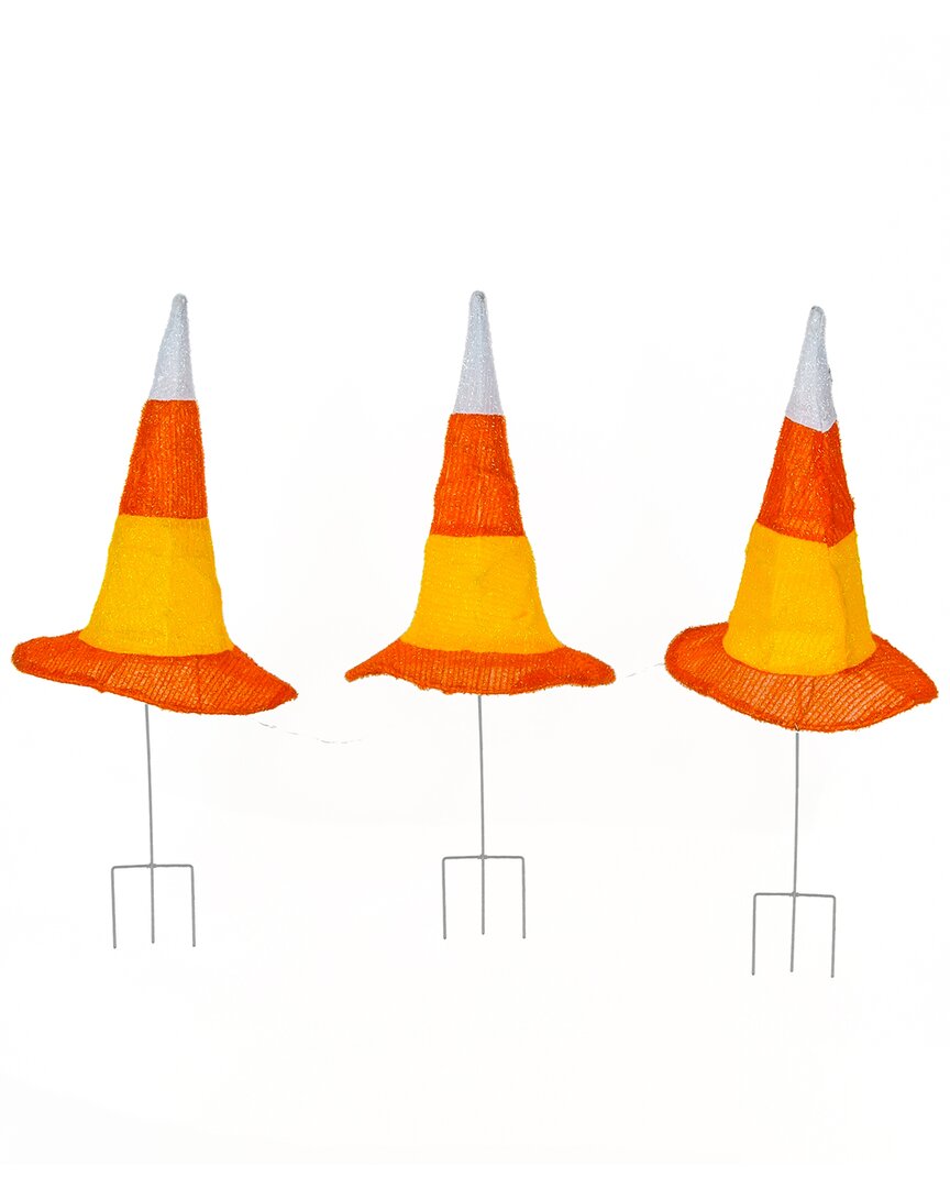 National Tree Company 23 Pre-lit Candy Corn Witchs Hat Garden Stakes In Orange