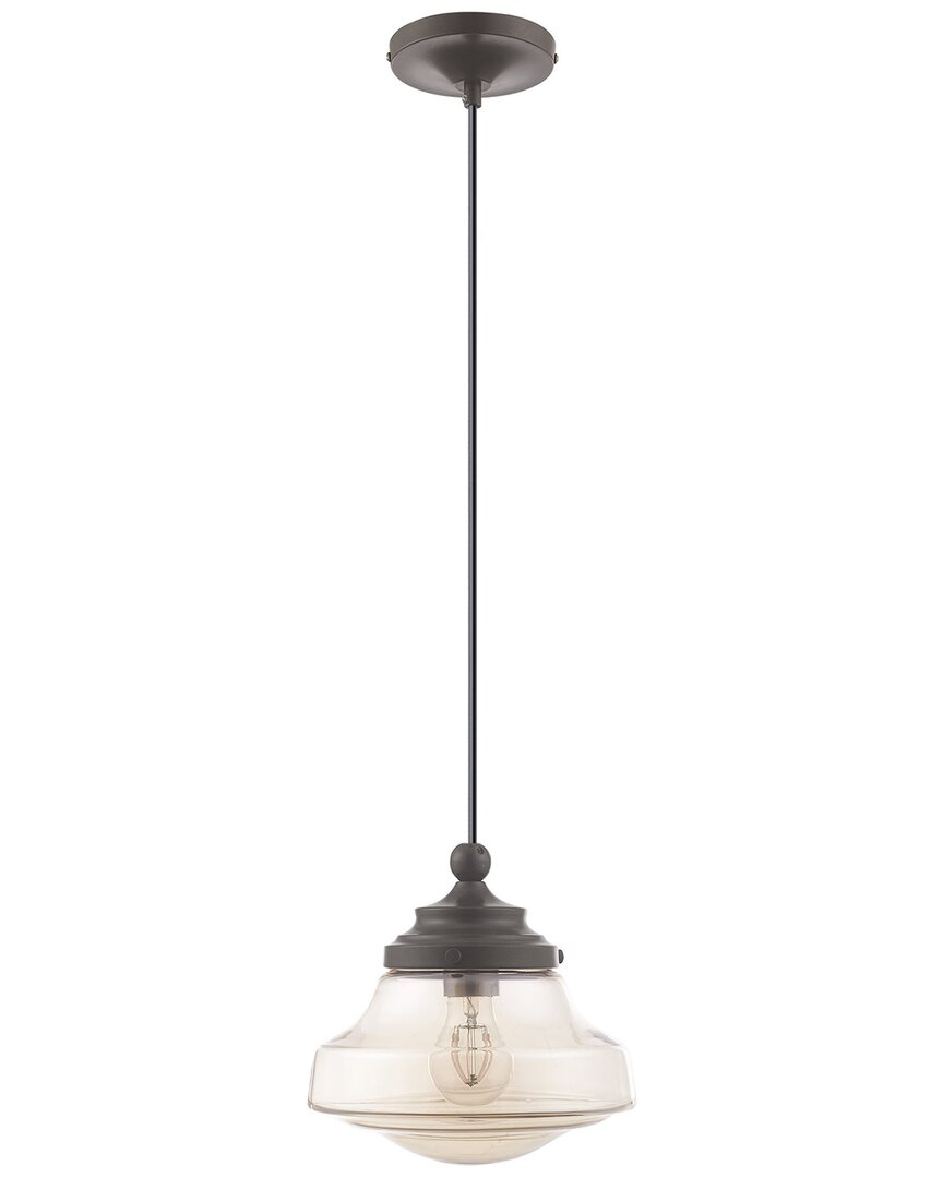 Livex Lighting Livex Art Glass 1 Lt English Bronze Mini Pendant