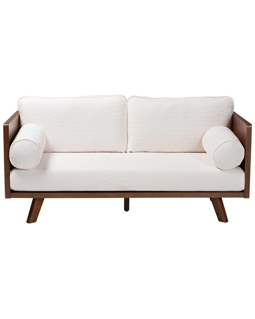 Baxton Studio Uriel Mid-century Modern Boucle Fabric Sofa In White