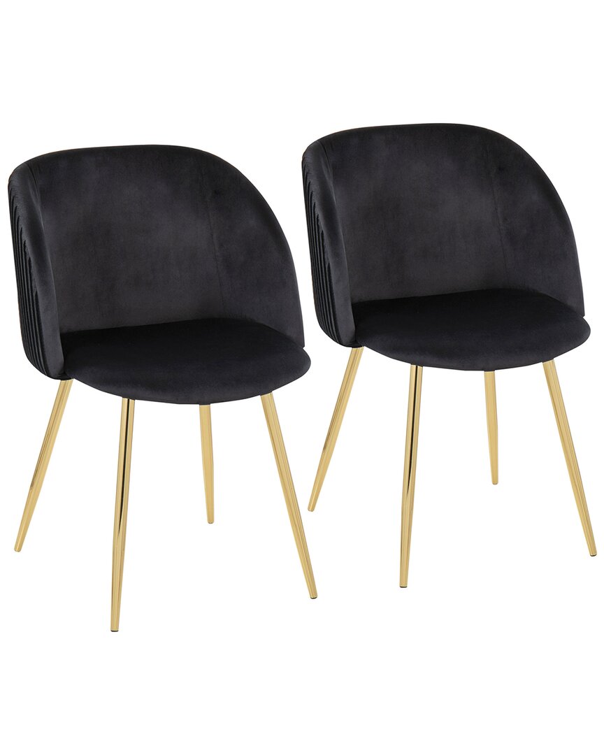 Shop Lumisource Fran Pleated Chair Set Of 2 In Gold