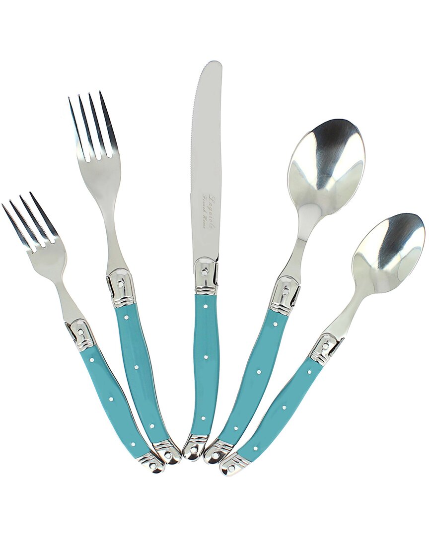 Shop French Home Laguiole 20pc Stainless Steel Flatware Set In Teal