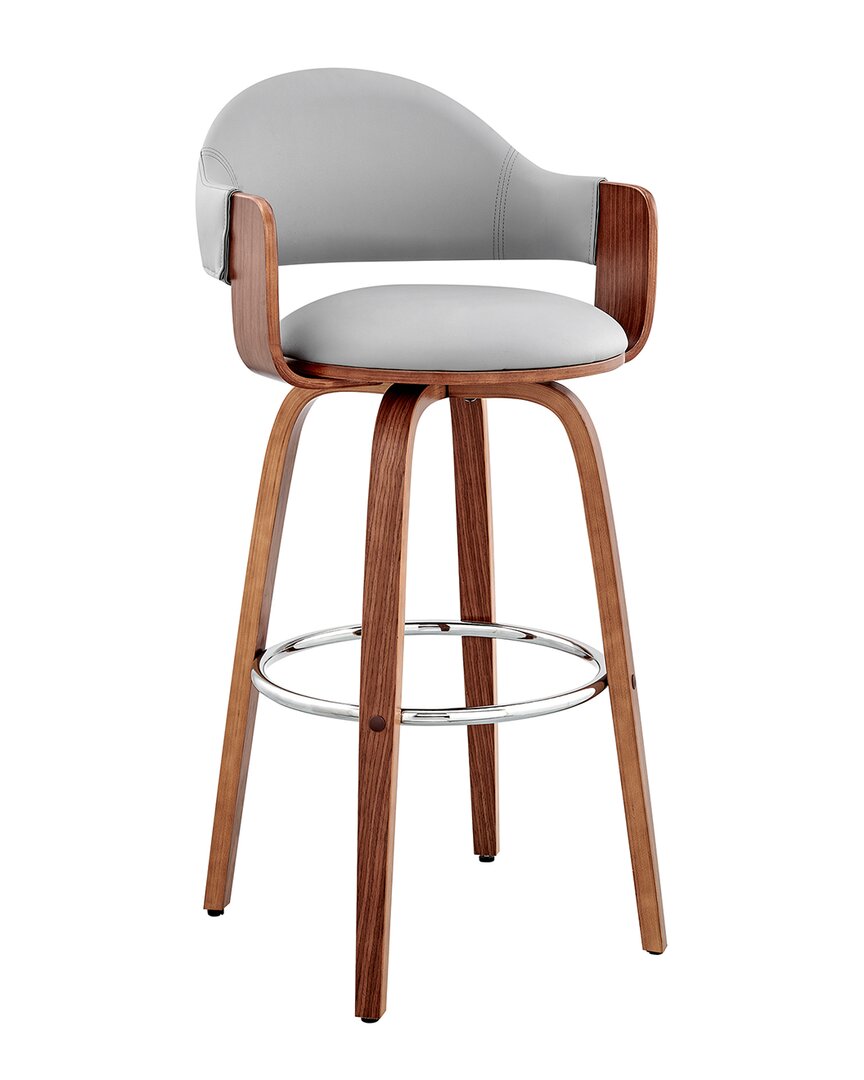 Armen Living Daxton 30in Walnut Wood Bar Stool In Gray