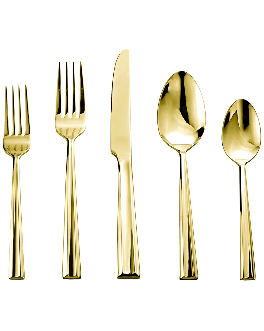 Godinger Plait Mirrored 20pc Flatware Set In Gold