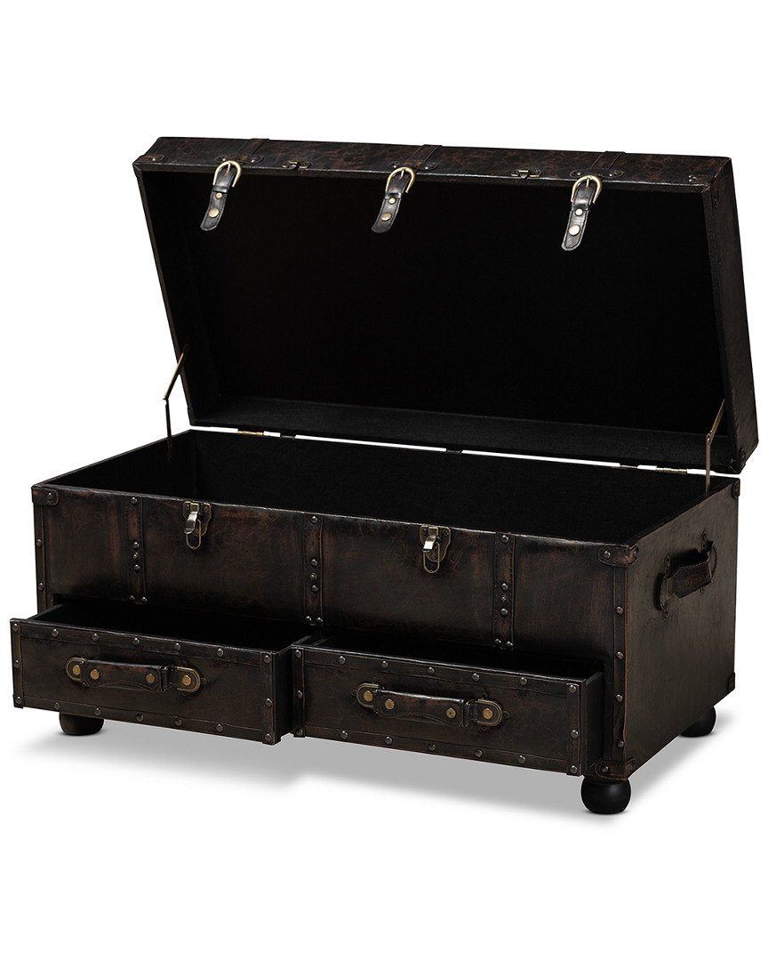 Baxton Studio Callum Upholstered 2-drawer Storage Trunk Ottoman