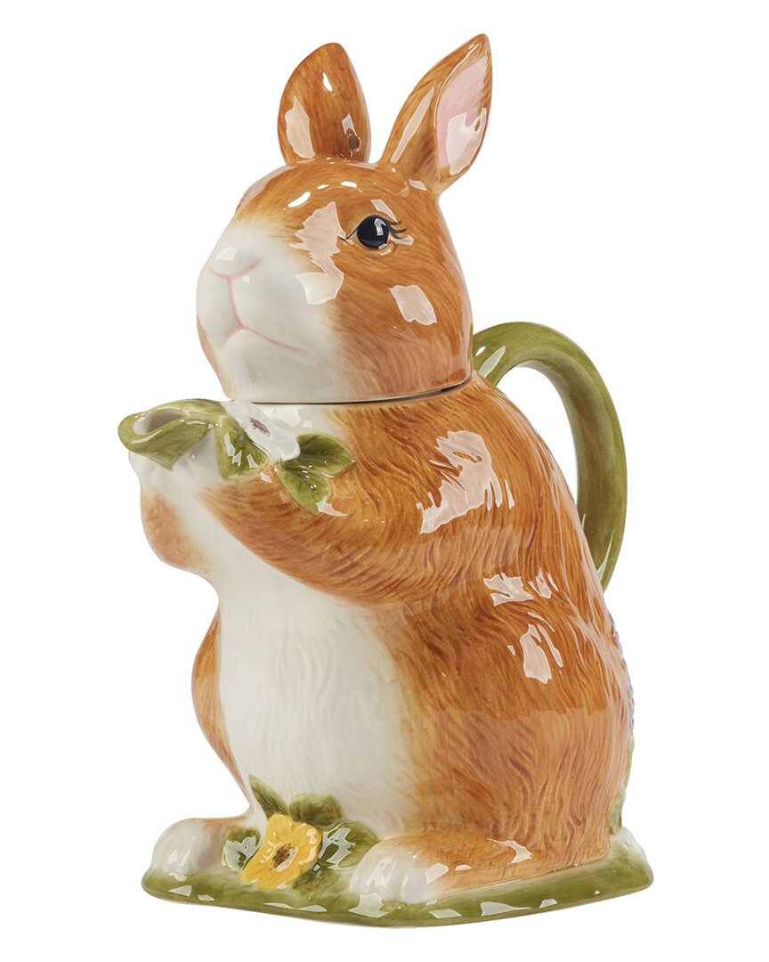 Certified International Easter Meadow 3d Bunny Teapot
