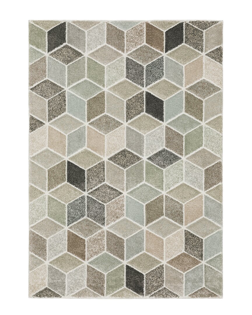 Stylehaven Calypso Geometric Cubes Rug In Sand