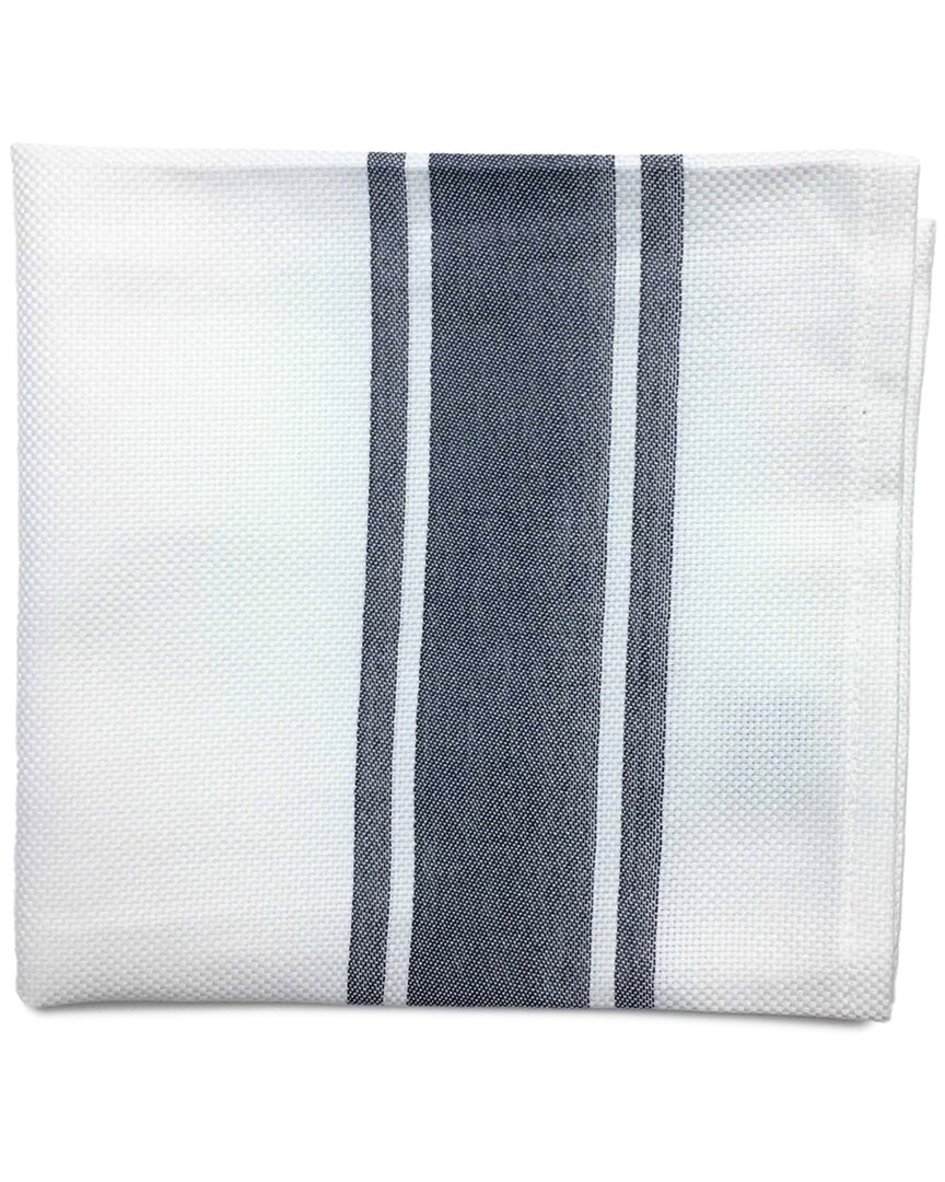 Bombacio Linens Bombacio Bistro Natte White With Charcoal Set Of 4 Napkins In White