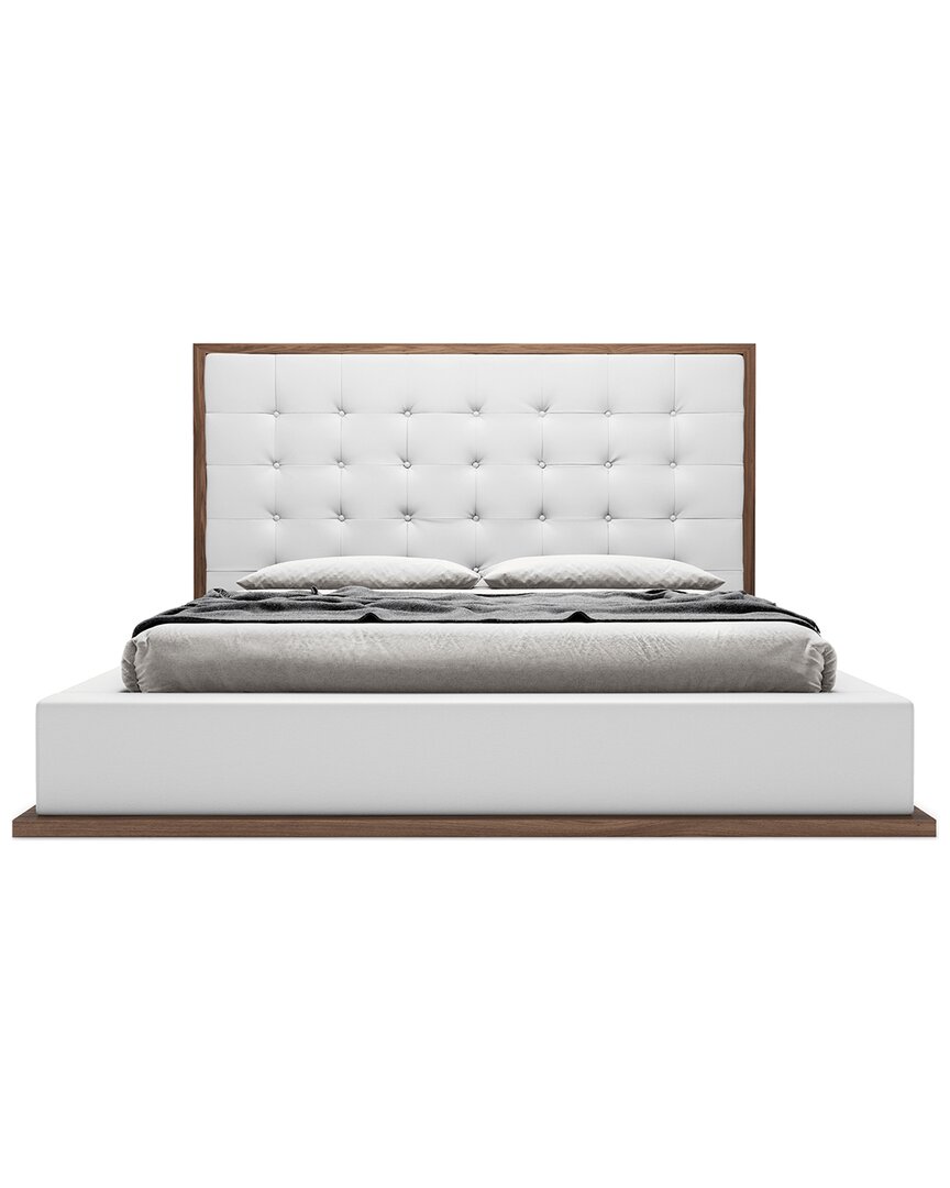 Shop Modloft Ludlow Eco Leather White & Walnut Queen Bed