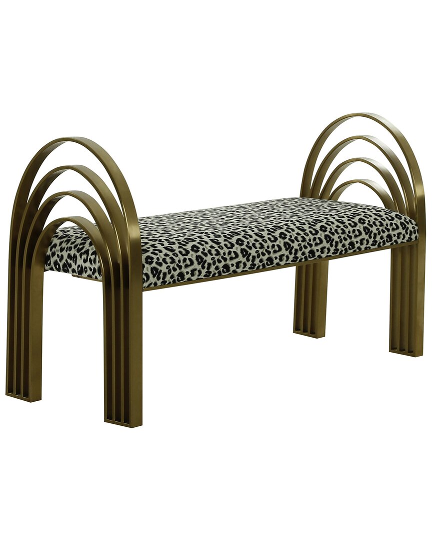 Tov Furniture Mavis Leopard Print Velvet Bench In Multicolor