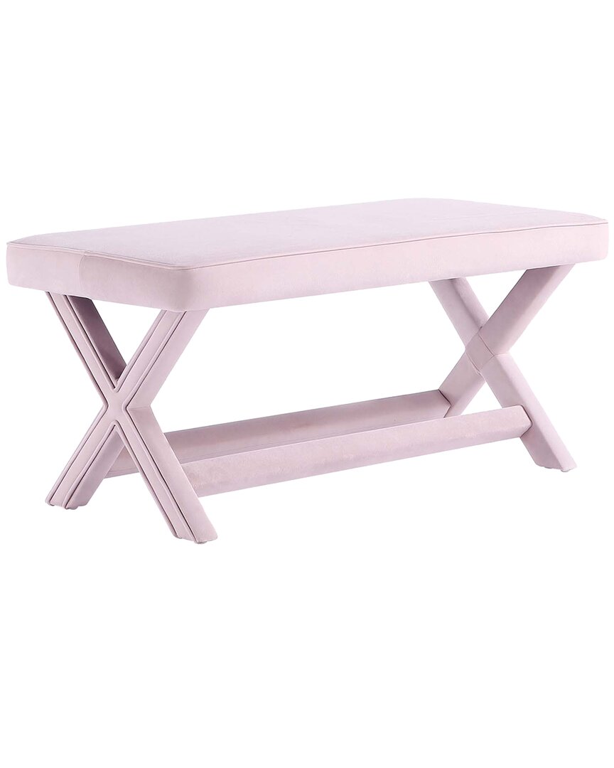 Manhattan Comfort Abigail Mid-century Modern Velvet Upholstered Bench In Pink