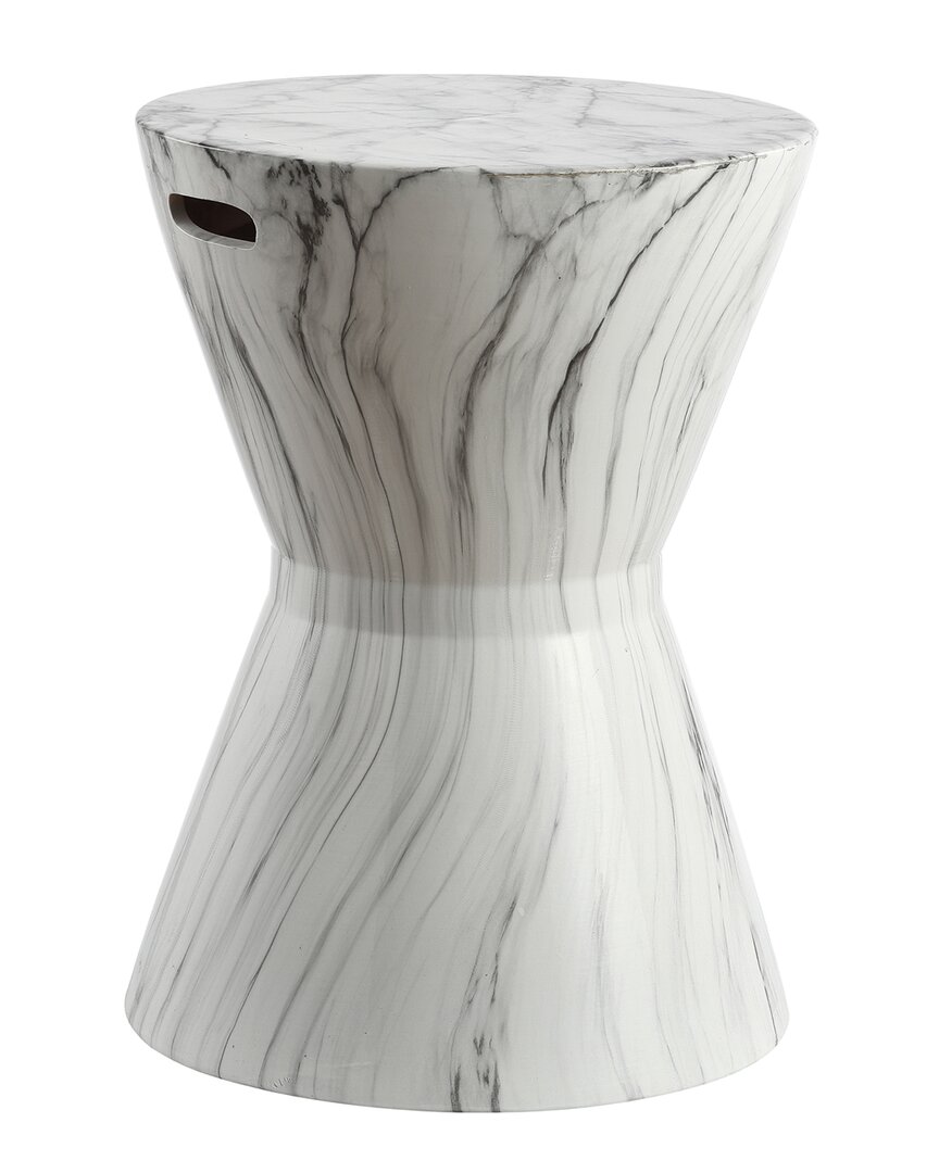 Jonathan Y Designs Jonathan Y African Drum 17.3in White Marble Finish Ceramic Garden Stool