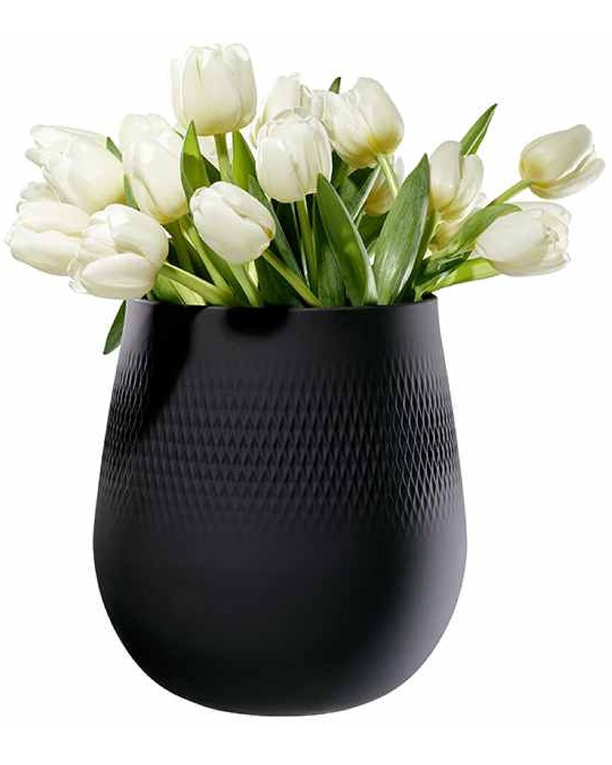 Villeroy & Boch Manufacture Collier Large Noir Vase In Black
