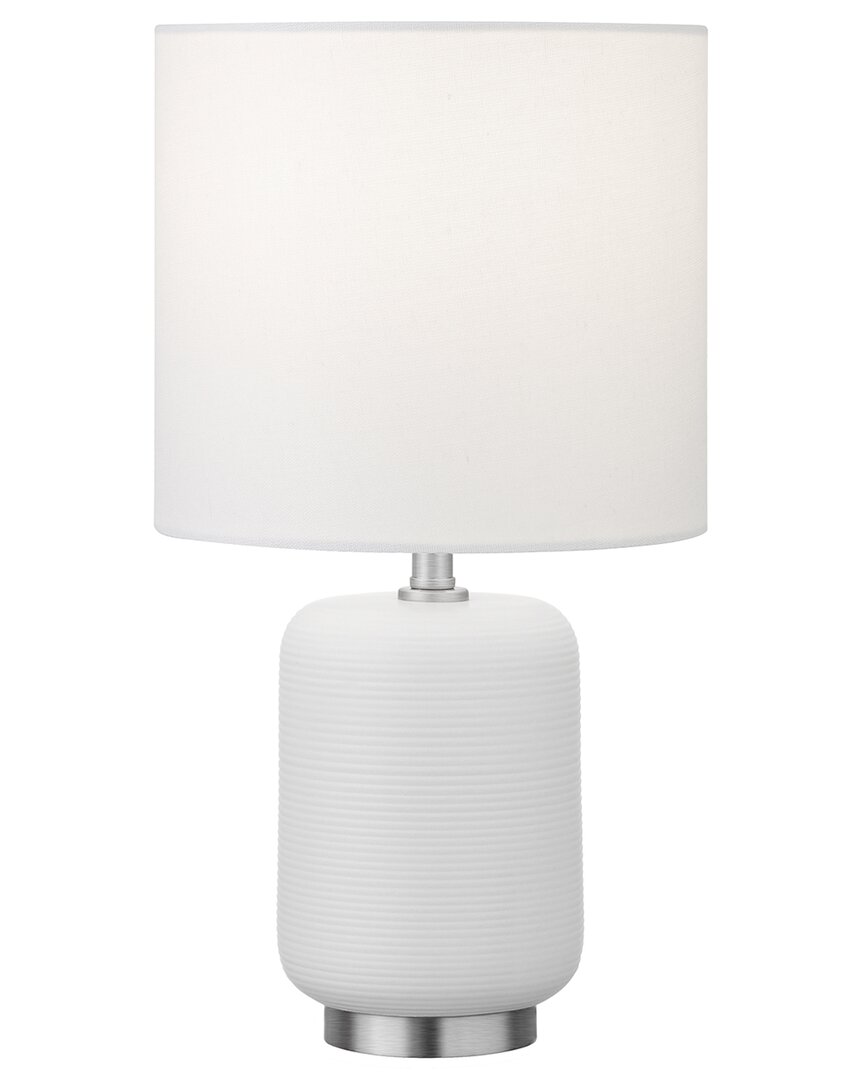 Abraham + Ivy Discontinued  Lambert 15in Tall Ceramic Mini Lamp With Fabric Shade In White
