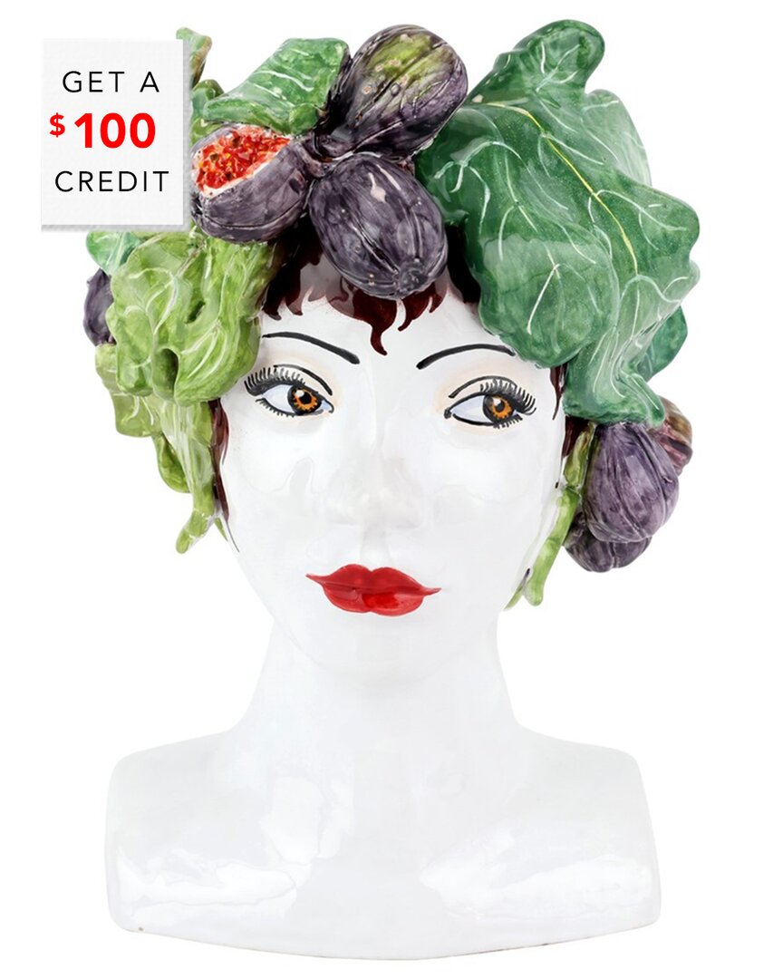 Vietri Sicilian Heads Fig Head In Multi