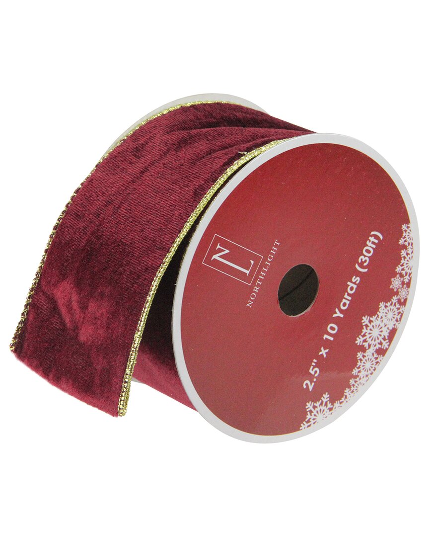 Northern Lights Northlight Dark Red Wired Christmas Craft Ribbon 2.5in X 10 Yards In Red