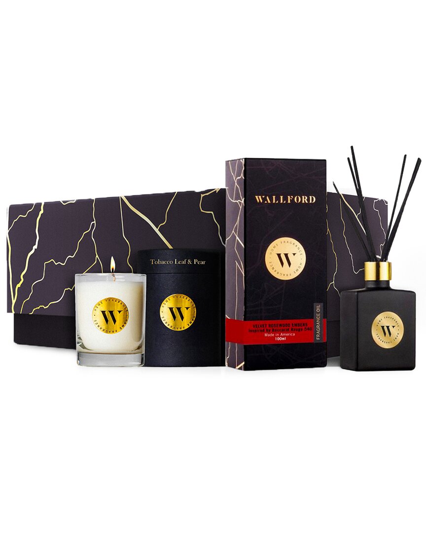 Wallford Home Fragrance Wallford 2pc Candle With Tobacco Leaf & Pear & Velvet Rosewood Embers Inspired By Baccarat Rouge 540